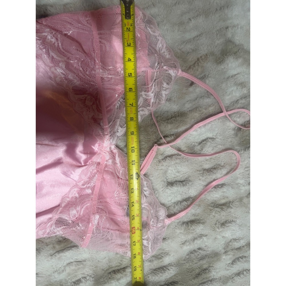 Avidlove Pink Satin Lace Chemise Nightgown Slip Dress XXL Adjustable Straps - Picture 4 of 6